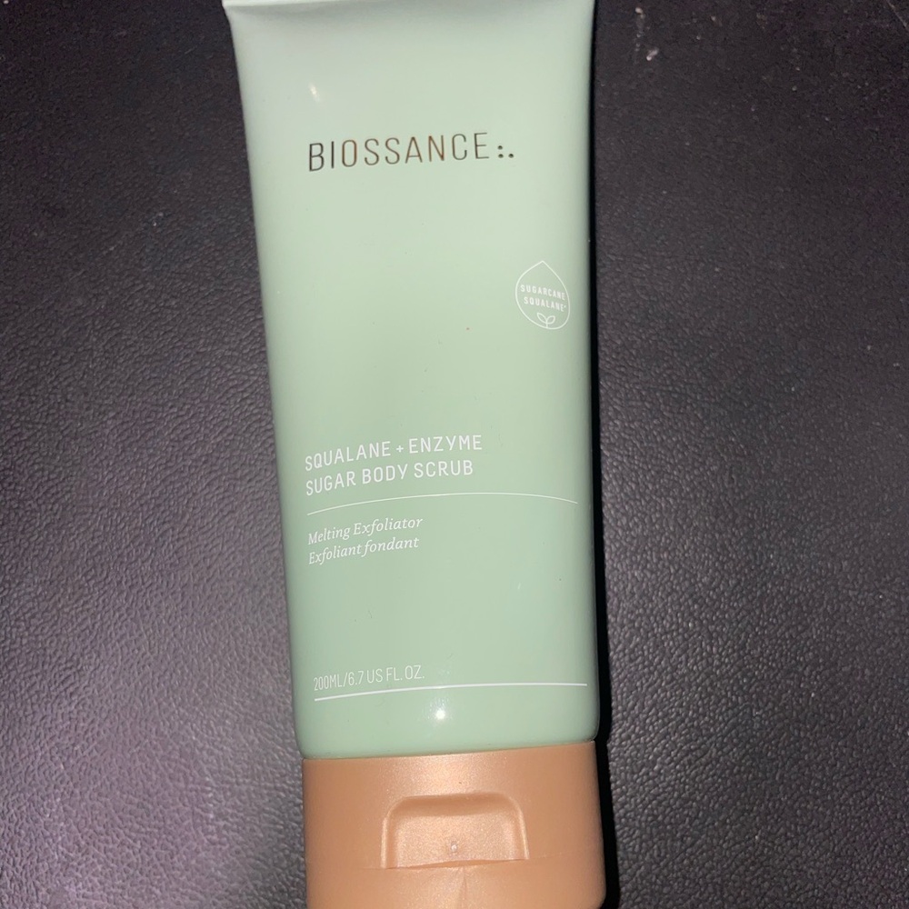 Biossance Squalane + Enzyme Sugar Body Scrub - Mint Green and Tan